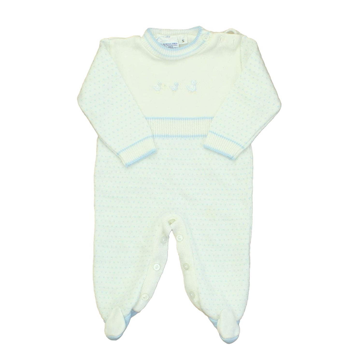 Friedknit Creations Boys White | Blue Long Sleeve Outfit Size: 3-6 Months White | Blue