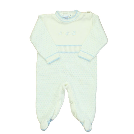 Friedknit Creations Boys White | Blue Long Sleeve Outfit Size: 3-6 Months White | Blue