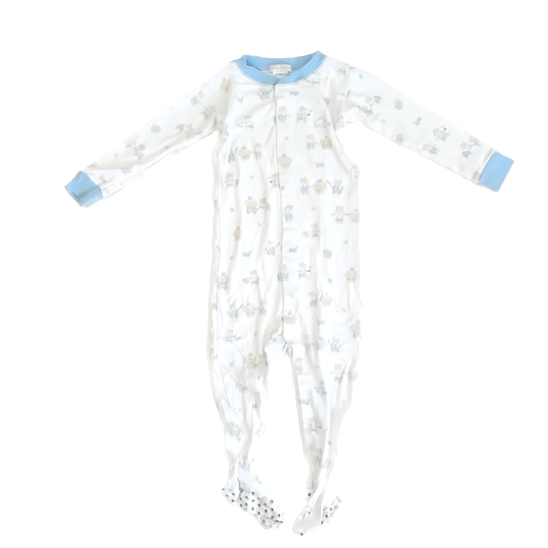 Baby Cottons Boys White | Blue 1-piece footed Pajamas Size: 18 Months White | Blue