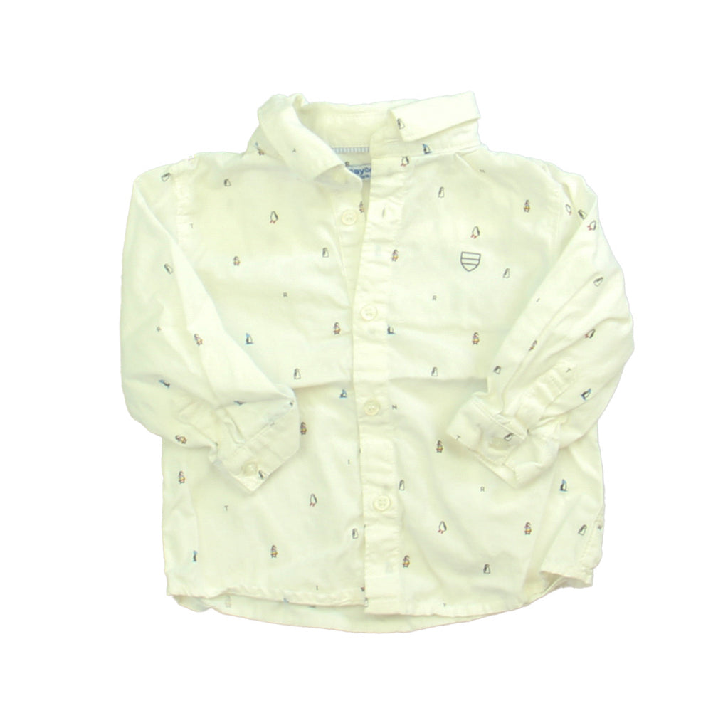 Mayoral Boys White | Blue Button Down Long Sleeve Size: 6 Months White | Blue