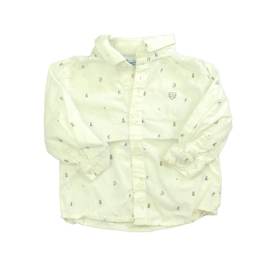 Mayoral Boys White | Blue Button Down Long Sleeve Size: 6 Months White | Blue