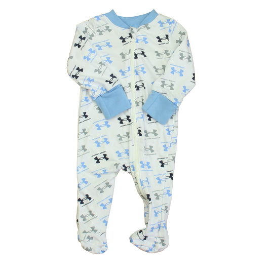 Under Armour Boys White | Blue 1-piece footed Pajamas Size: 3-6 Months White | Blue