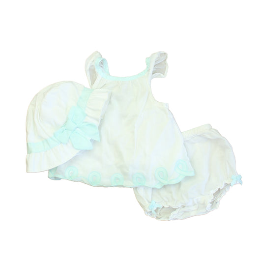 Janie and Jack Girls White | Blue Apparel Sets Size: 3-6 Months