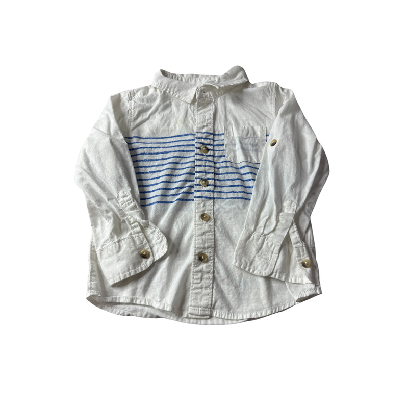 Old Navy Boys White | Blue Button Down Long Sleeve Size: 3T White | Blue