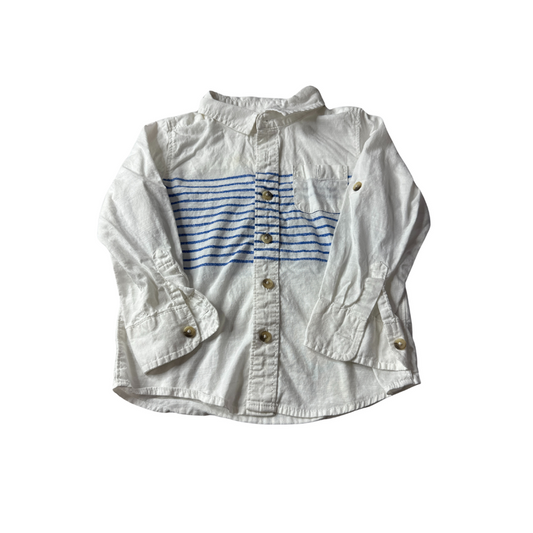 Old Navy Boys White | Blue Button Down Long Sleeve Size: 3T White | Blue