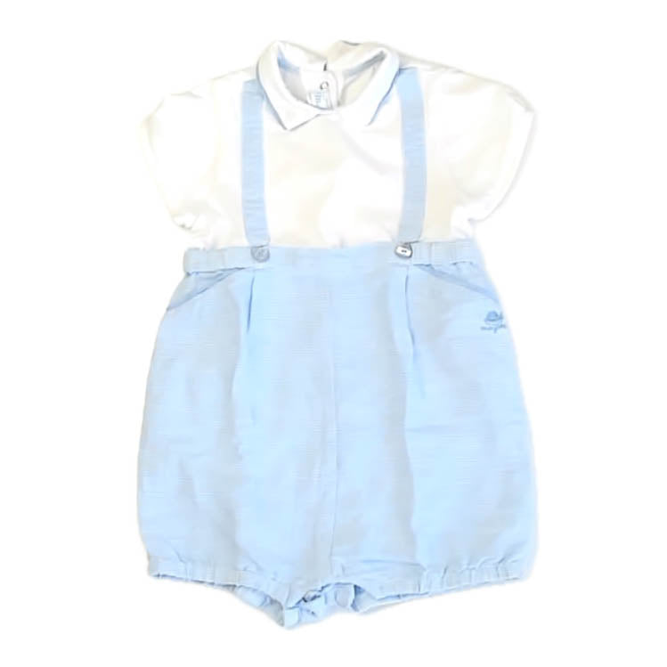 Mayoral Boys White | Blue Romper Size: 12 Months White | Blue