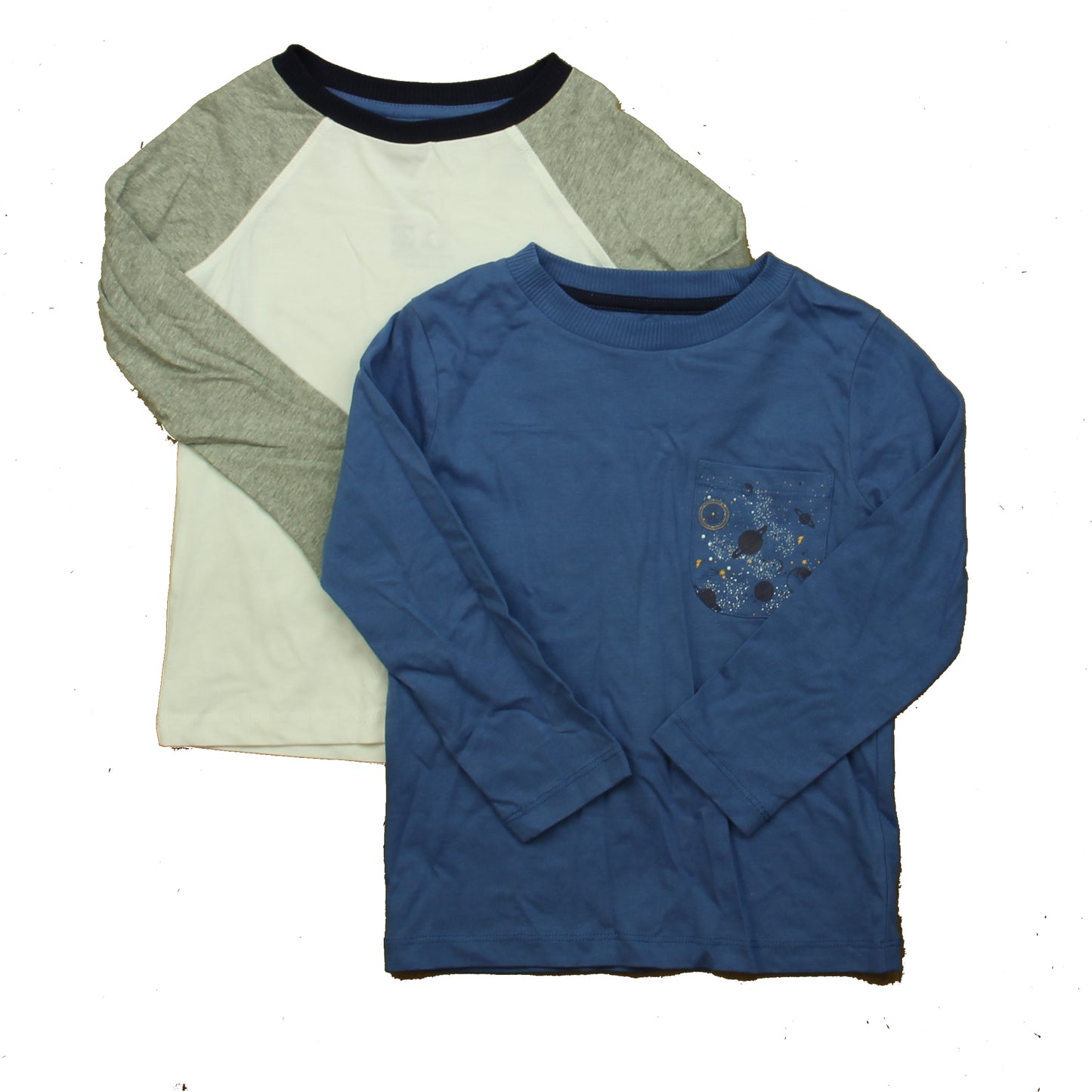 Mightly Boys White | Blue Long Sleeve T-Shirt Size: 4T White | Blue