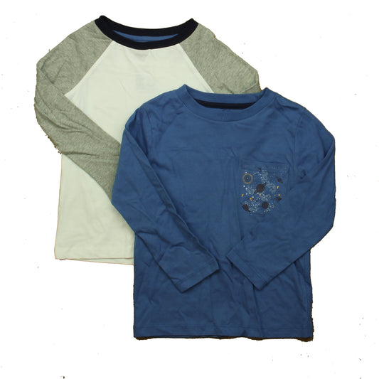 Mightly Boys White | Blue Long Sleeve T-Shirt Size: 4T White | Blue