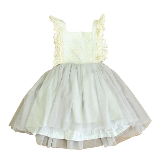 Little Trendsetter Girls White | Blue Dress Size: 18-24 Months White | Blue
