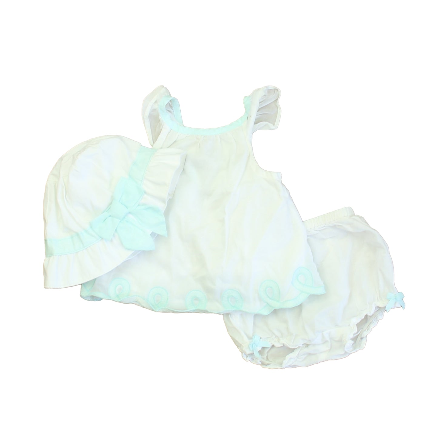 Janie and Jack Girls White | Blue Apparel Sets Size: 3-6 Months