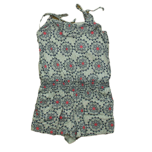 Unknown Brand Girls White | Blue Romper Size: 4-5T