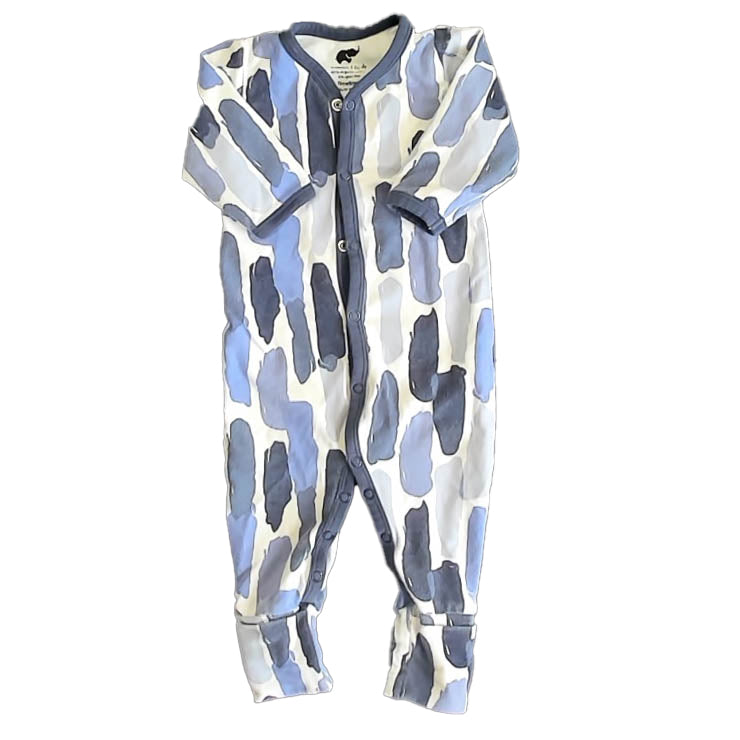 Monica & Andy Boys White | Blue 1-piece Non-footed Pajamas Size: Newborn White | Blue