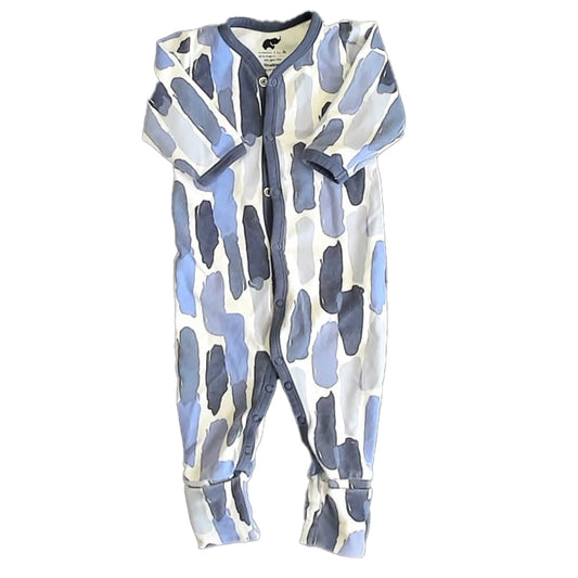 Monica & Andy Boys White | Blue 1-piece Non-footed Pajamas Size: Newborn White | Blue