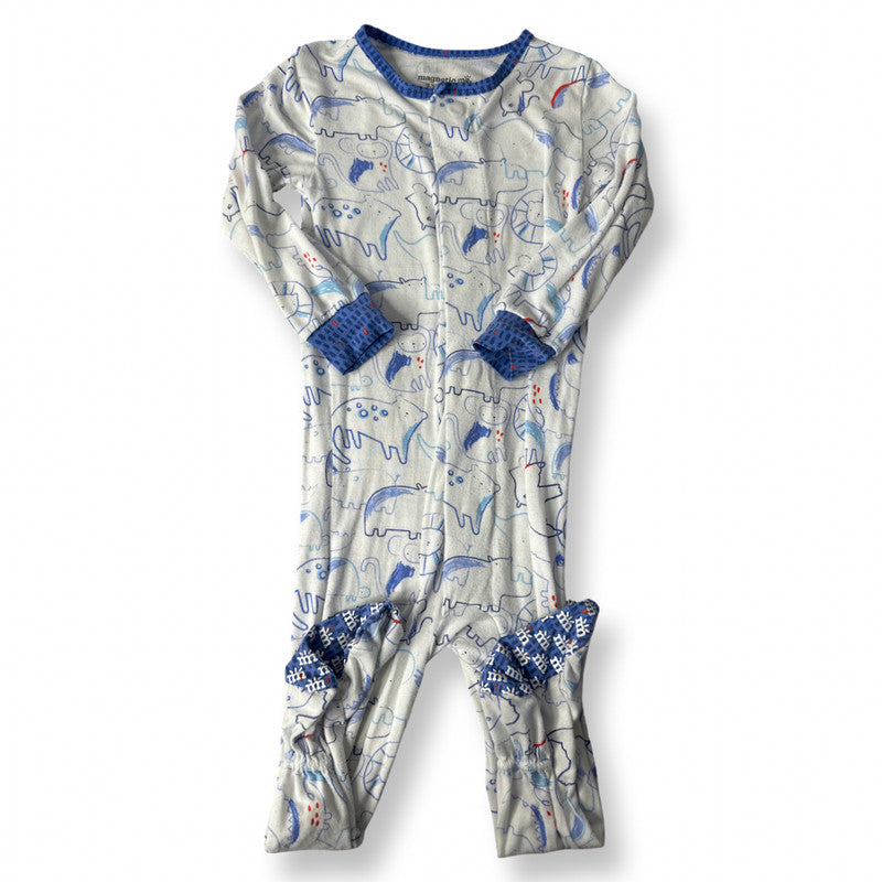 Magnetic Me Boys White | Blue 1-piece footed Pajamas Size: 9-12 months White | Blue
