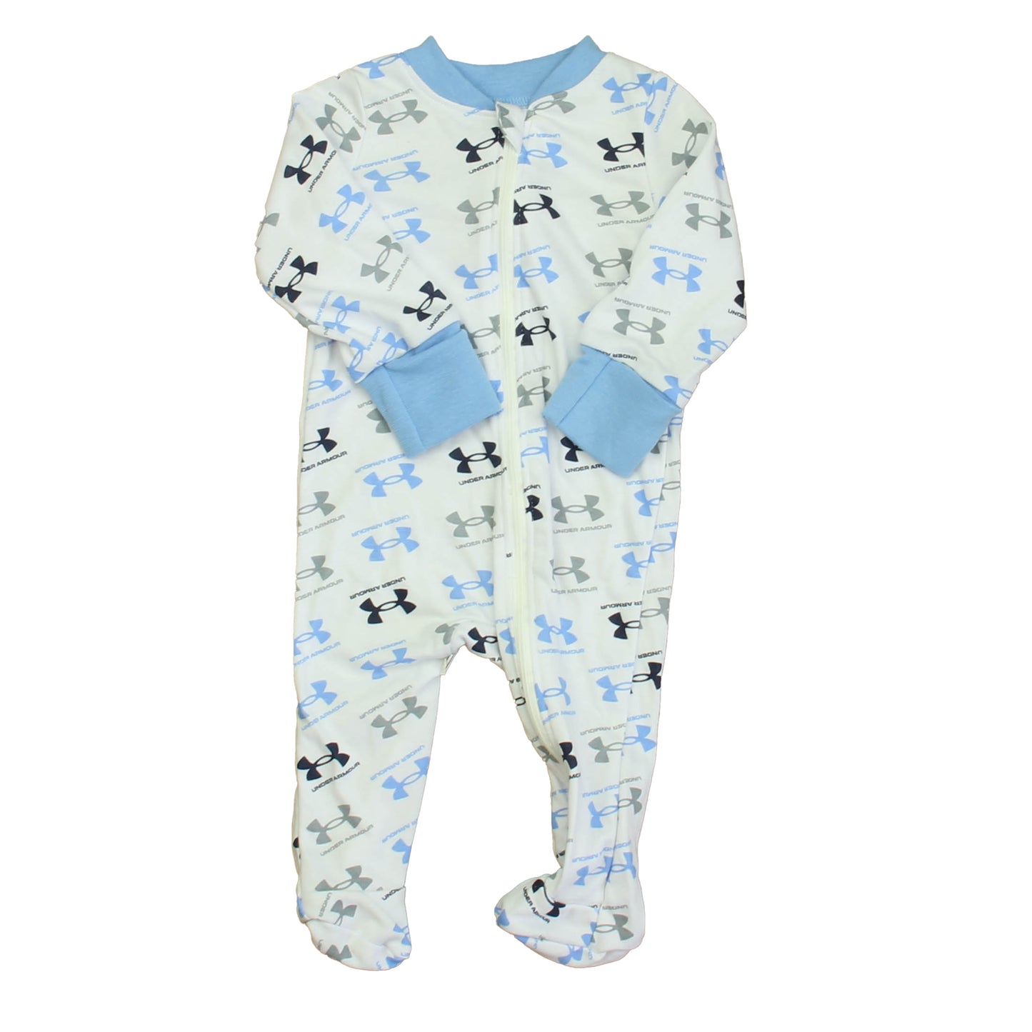 Under Armour Boys White | Blue 1-piece footed Pajamas Size: 3-6 Months White | Blue