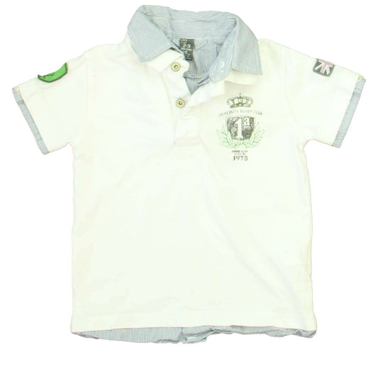 Zara Boys White | Blue Polo Shirt Size: 2-3T