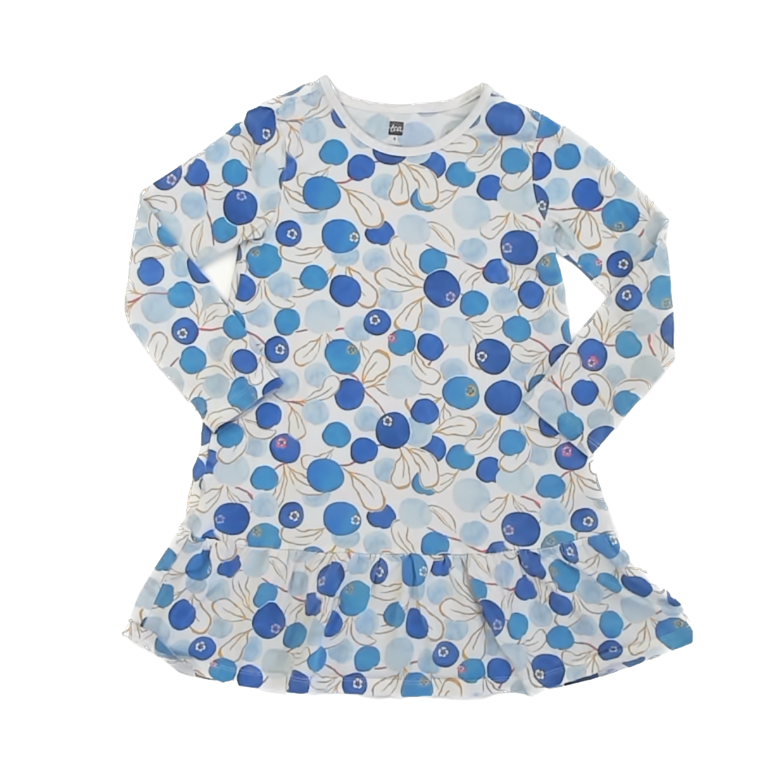 Tea Collection Girls White | Blueberries Dress Size: 6 Years White | Blueberries