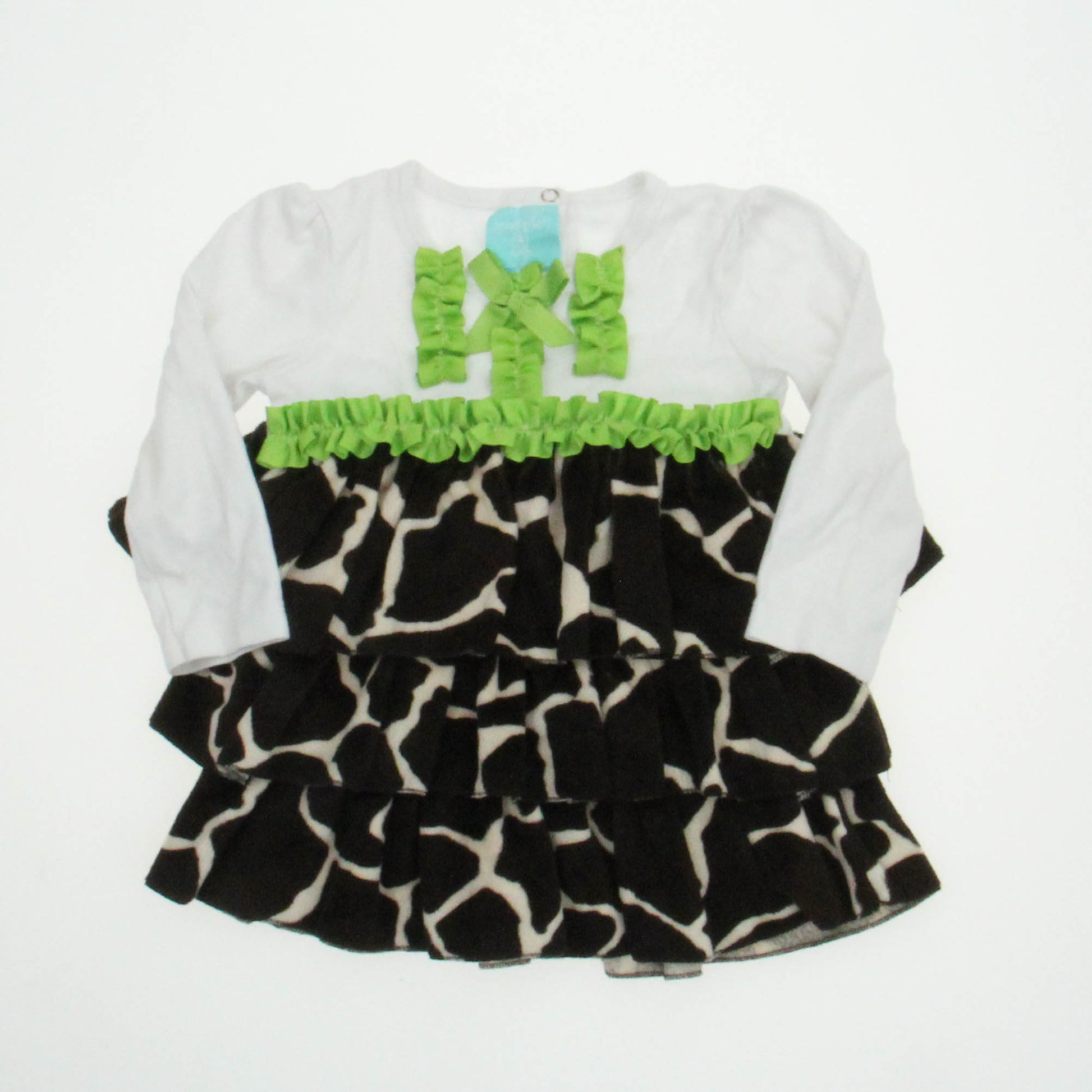 Mudpie Girls White | Brown | Green Dress Size: 2T White | Brown | Green