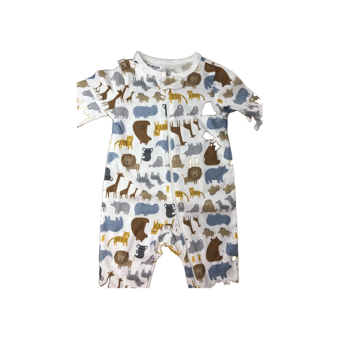 Carters Unisex White | Brown | Light Blue Pajamas Size: 6 months White | Brown | Light Blue
