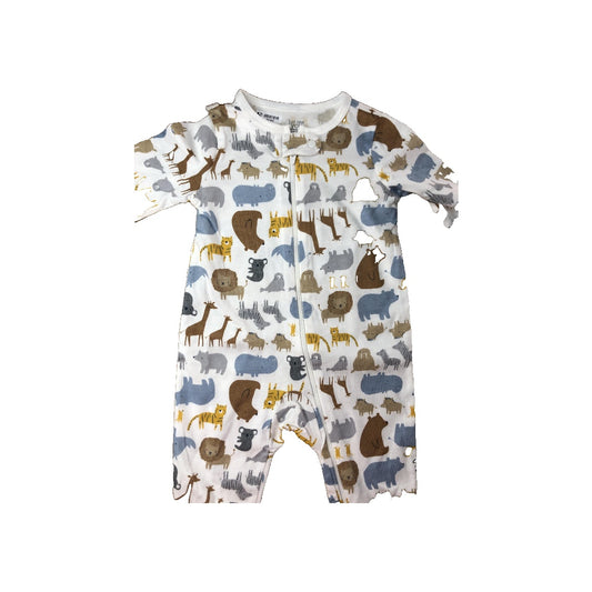Carters Unisex White | Brown | Light Blue Pajamas Size: 6 months White | Brown | Light Blue