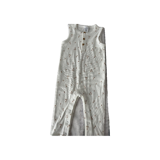 Carters Boys White | Brown | Pattern Romper Size: 9 months White | Brown | Pattern