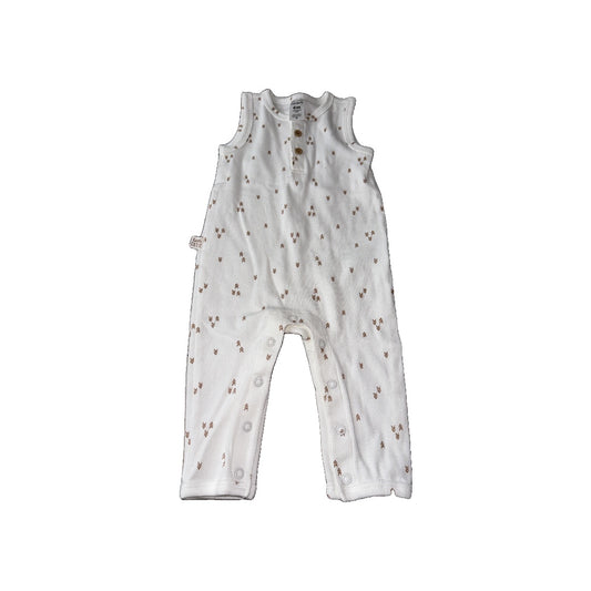 Carters Unisex White | Brown | Pattern Romper Size: 6 months White | Brown | Pattern