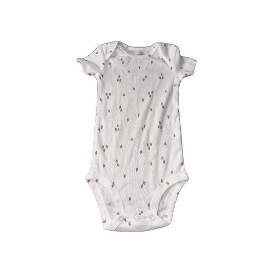 Carters Unisex White | Brown | Pattern Onesie Size: 6 months White | Brown | Pattern