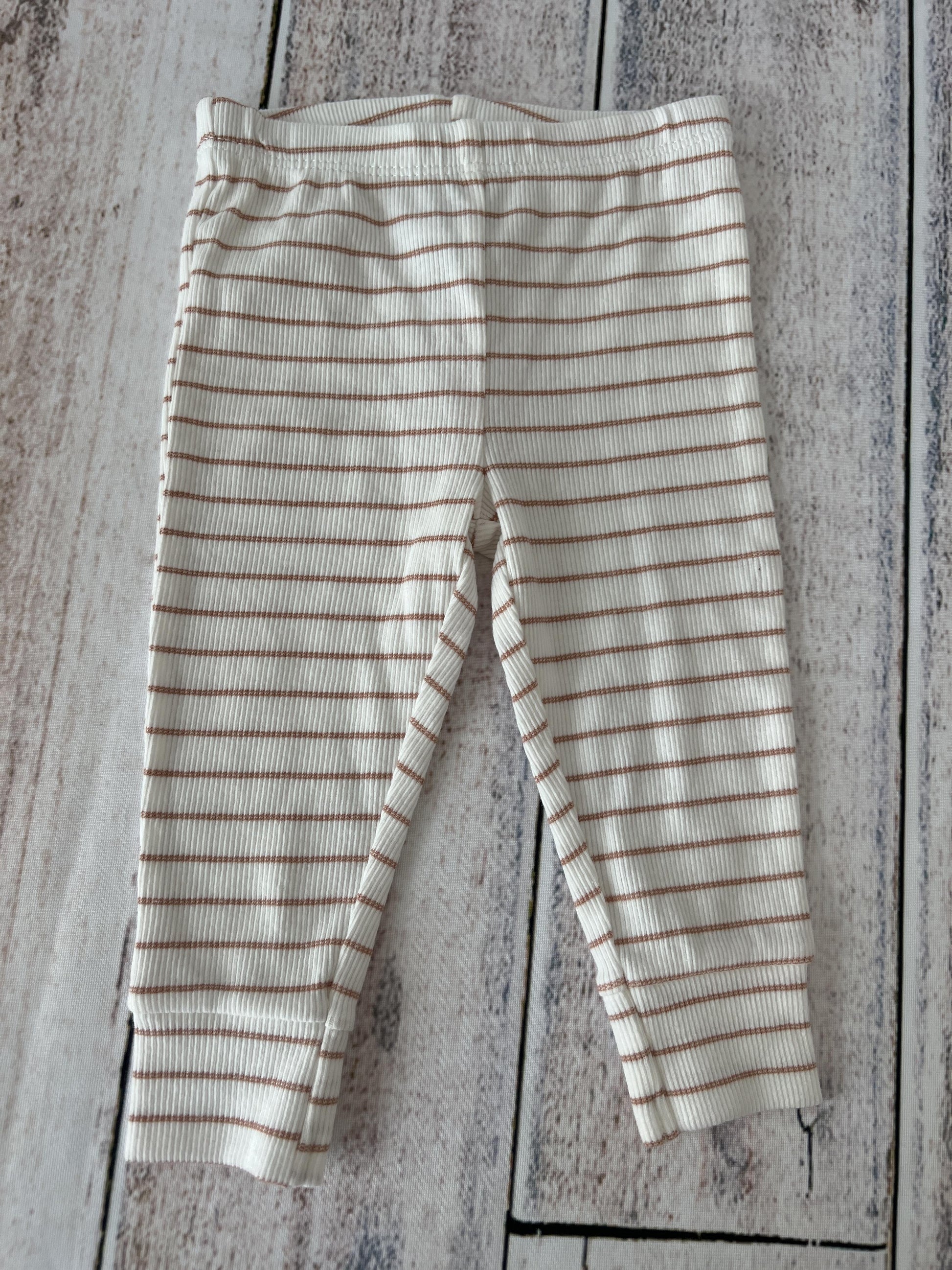 Carters Unisex White | Brown | Stripe Pants Size: 6 months White | Brown | Stripe