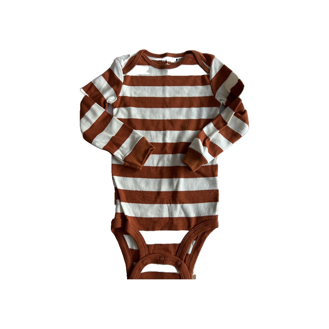 Carters Boys White | Brown | Stripe Onesie Size: 24 months White | Brown | Stripe