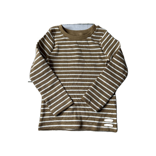 Colored Organics Unisex White | Brown | Stripe Long Sleeve T-Shirt Size: 3T White | Brown | Stripe