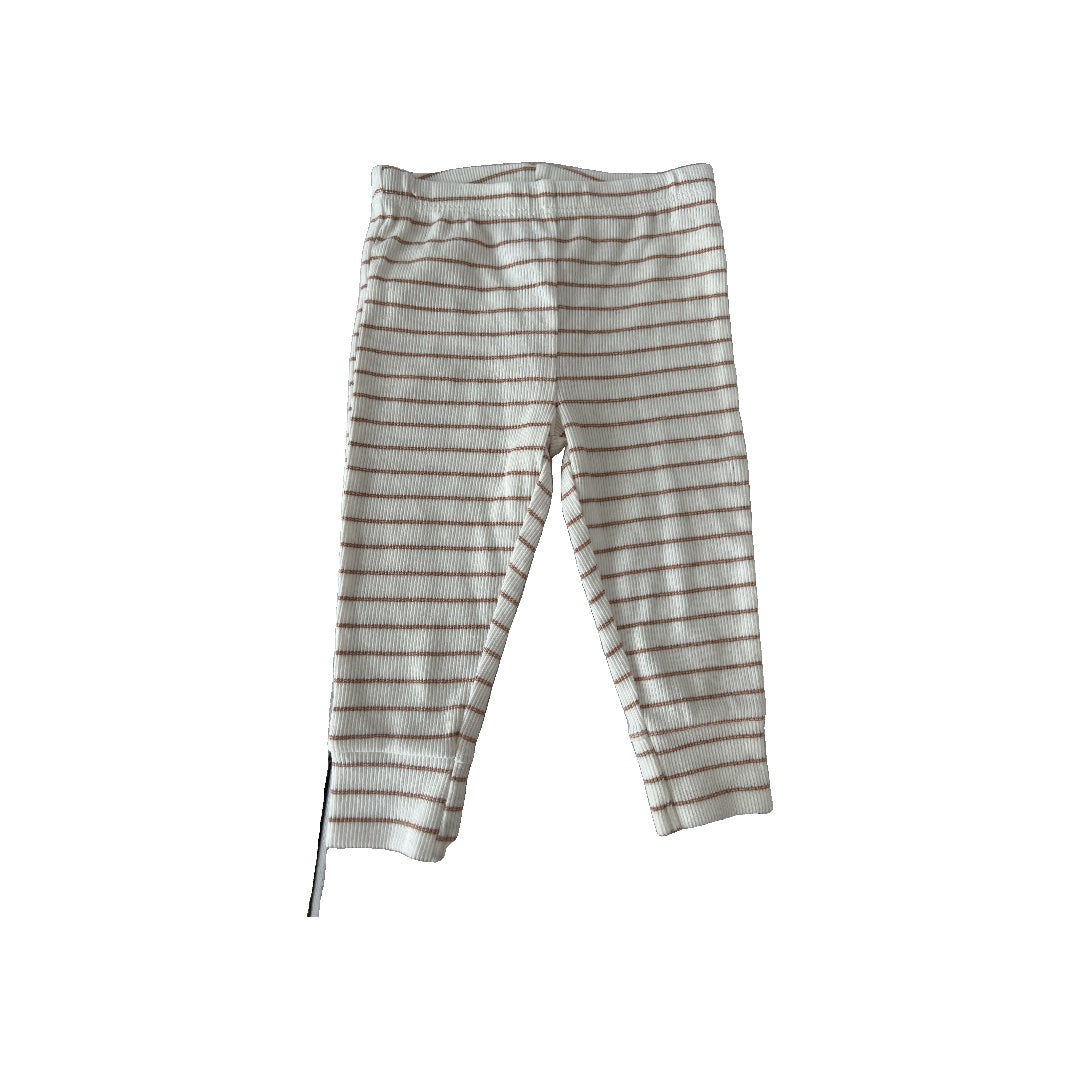 Carters Unisex White | Brown | Stripe Pants Size: 6 months White | Brown | Stripe