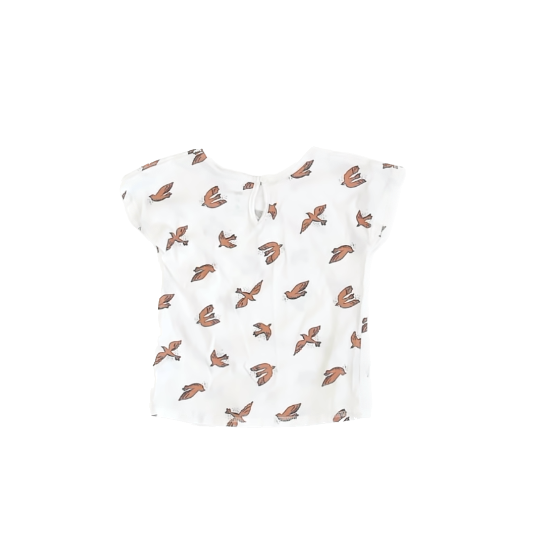 dip Girls White | Brown Short Sleeve Shirt Size: 2T White | Brown