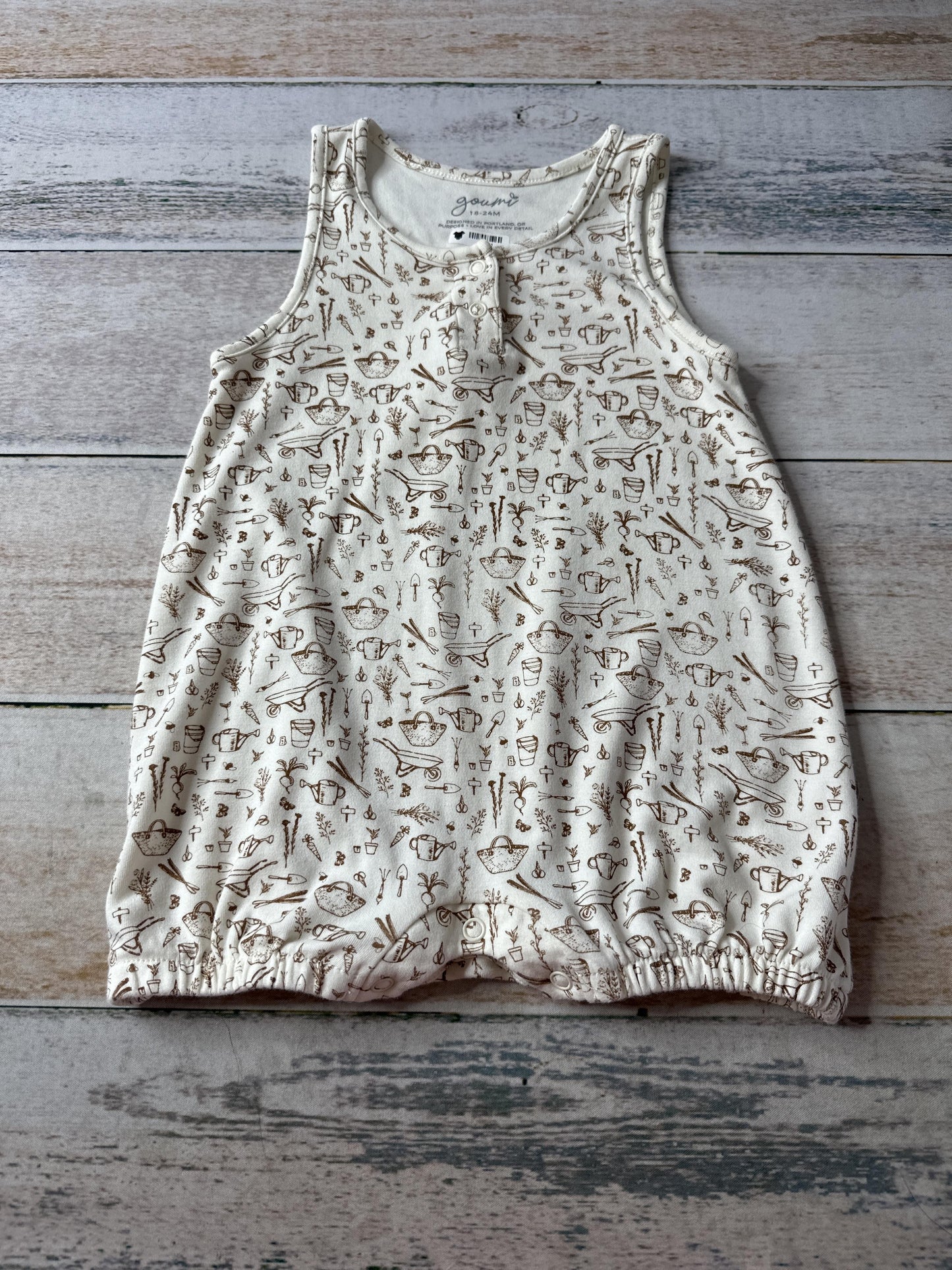 Goumi Unisex White | Brown Romper Size: 18-24 months White | Brown