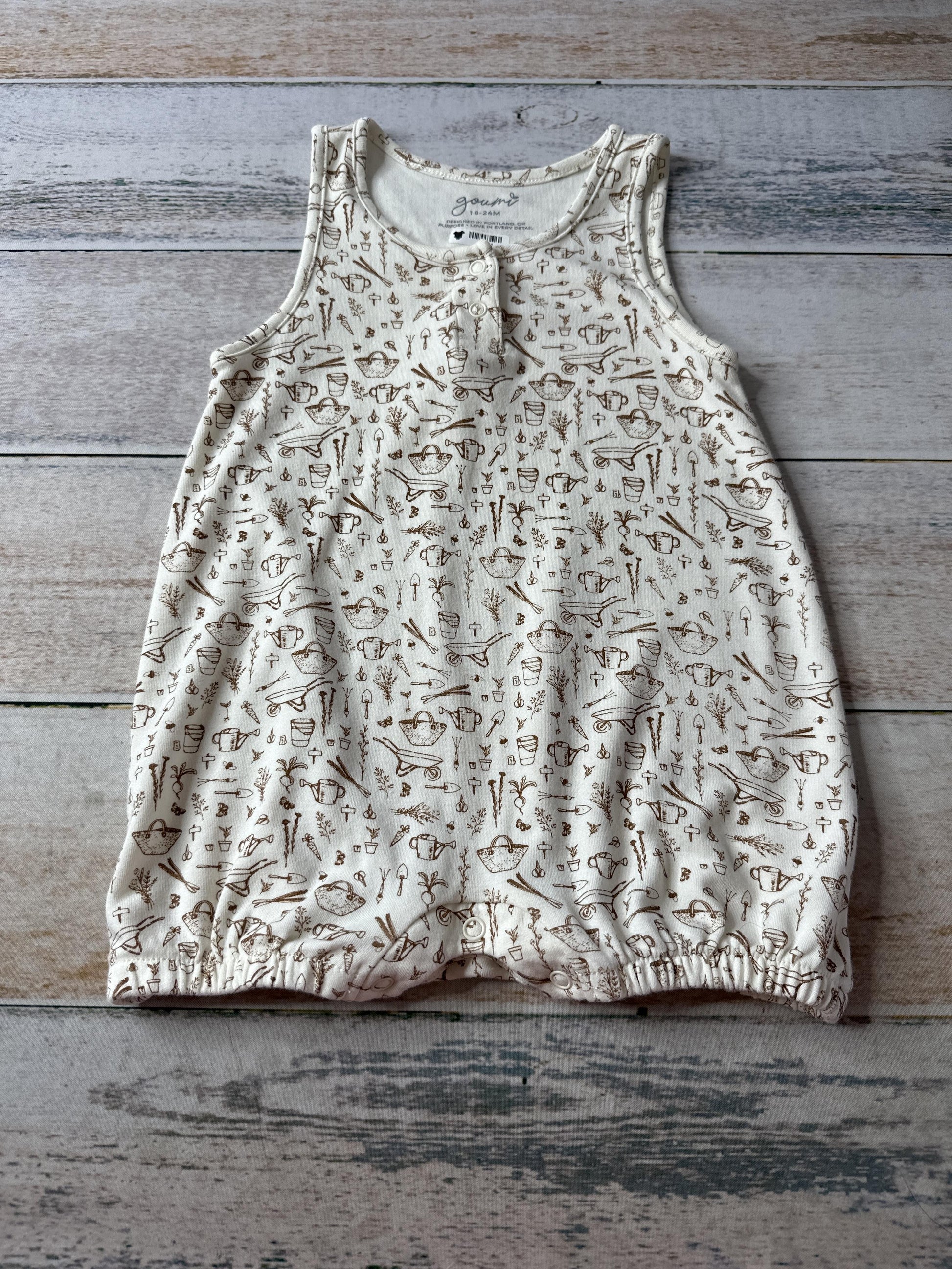 Goumi Unisex White | Brown Romper Size: 18-24 months White | Brown