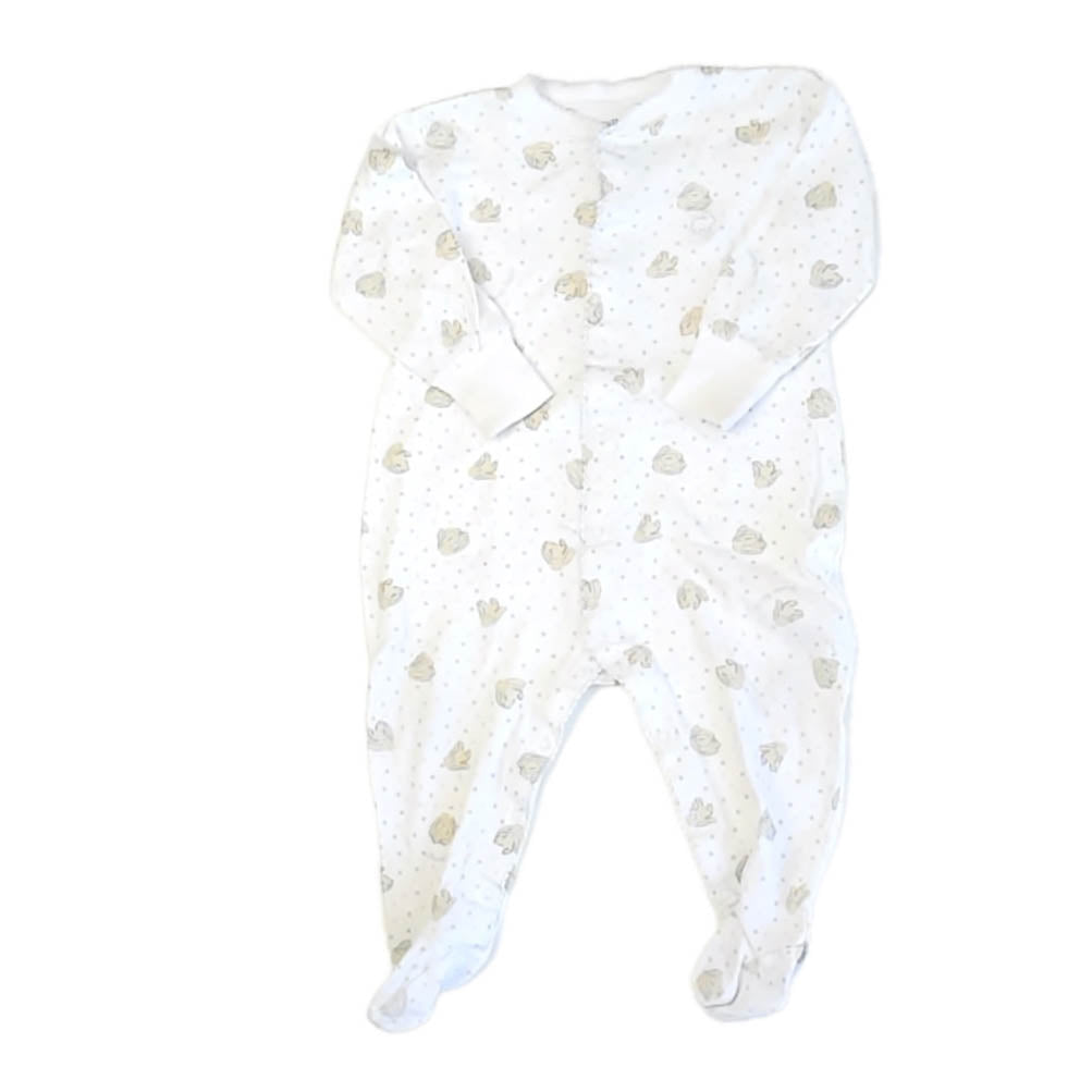 Baby Cottons Boys White Bunnies 1-piece footed Pajamas Size: 9 Months White Bunnies