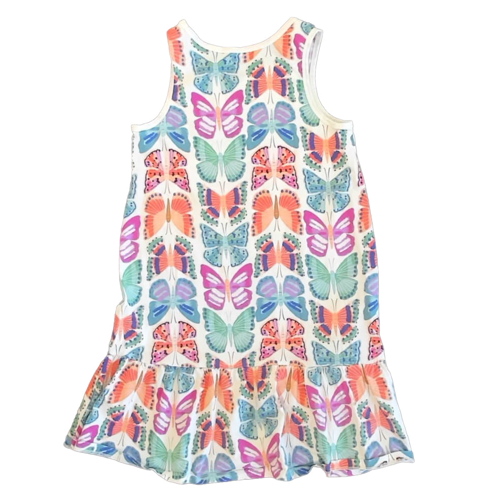 Tea Collection Girls White Butterflies Dress Size: 10 Years White Butterflies