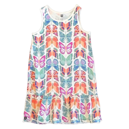 Tea Collection Girls White Butterflies Dress Size: 10 Years White Butterflies
