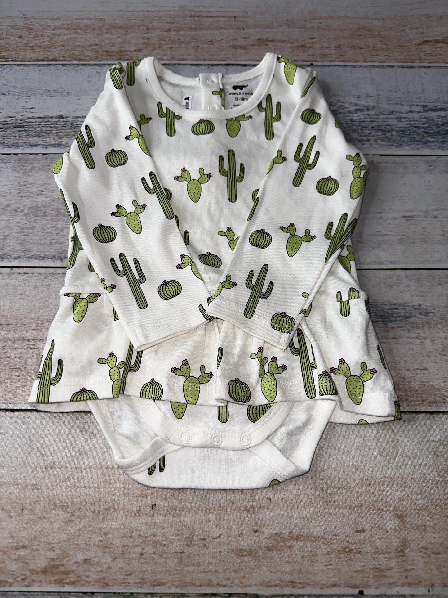 Monica + Andy Girls White | Cactus Onesie Size: 12-18 months White | Cactus