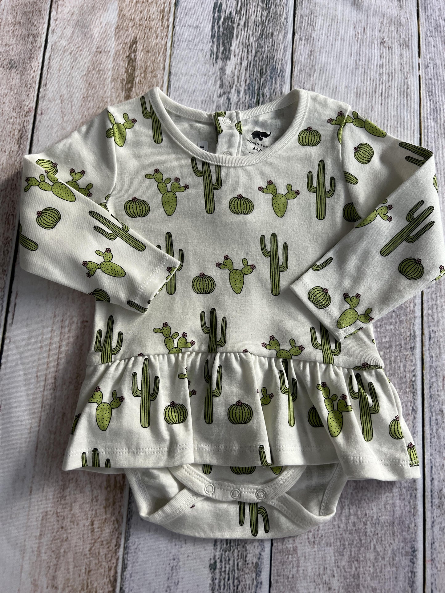 Monica + Andy Girls White | Cactus Onesie Size: 9-12 Months White | Cactus