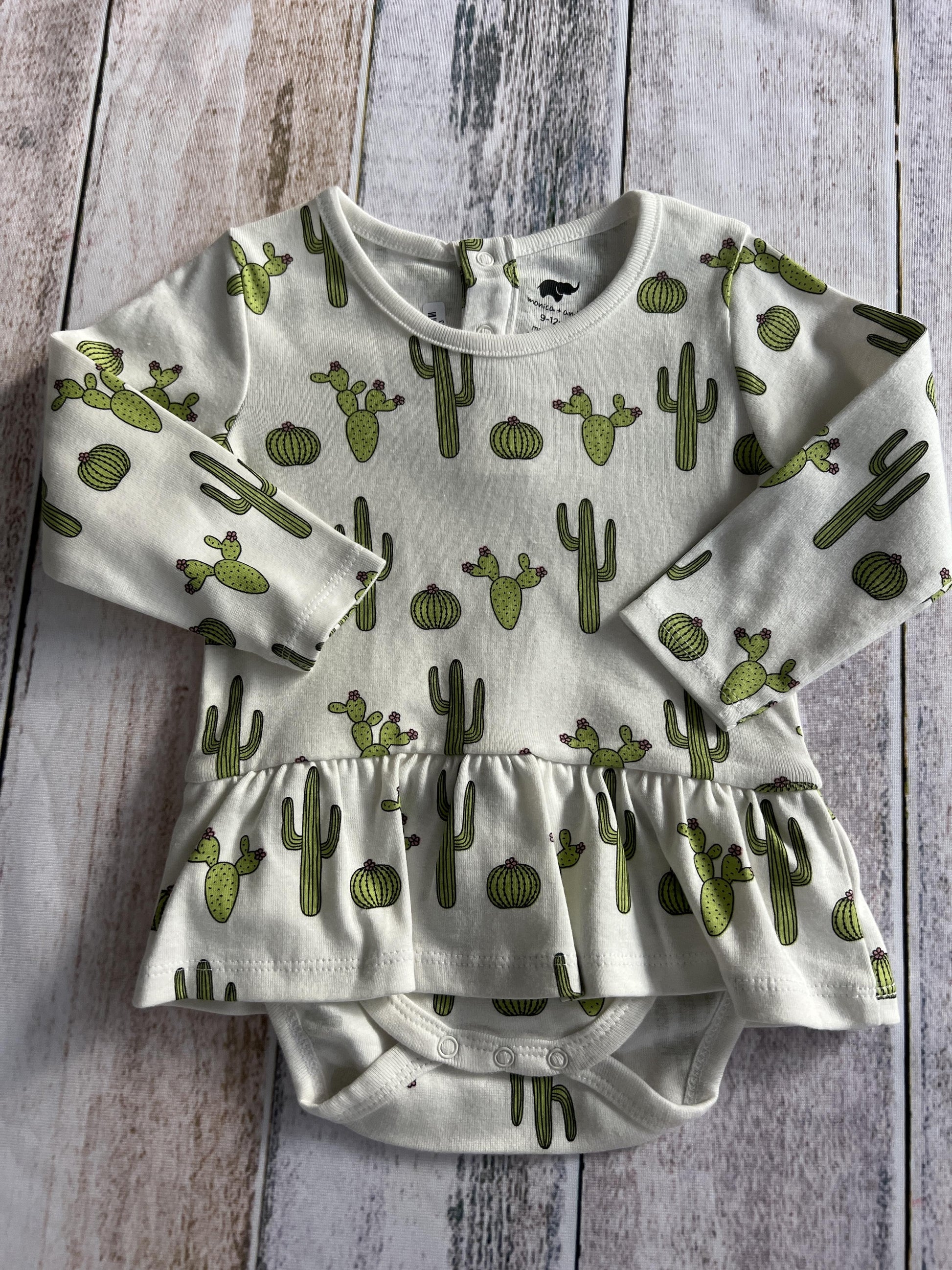 Monica + Andy Girls White | Cactus Onesie Size: 9-12 Months White | Cactus