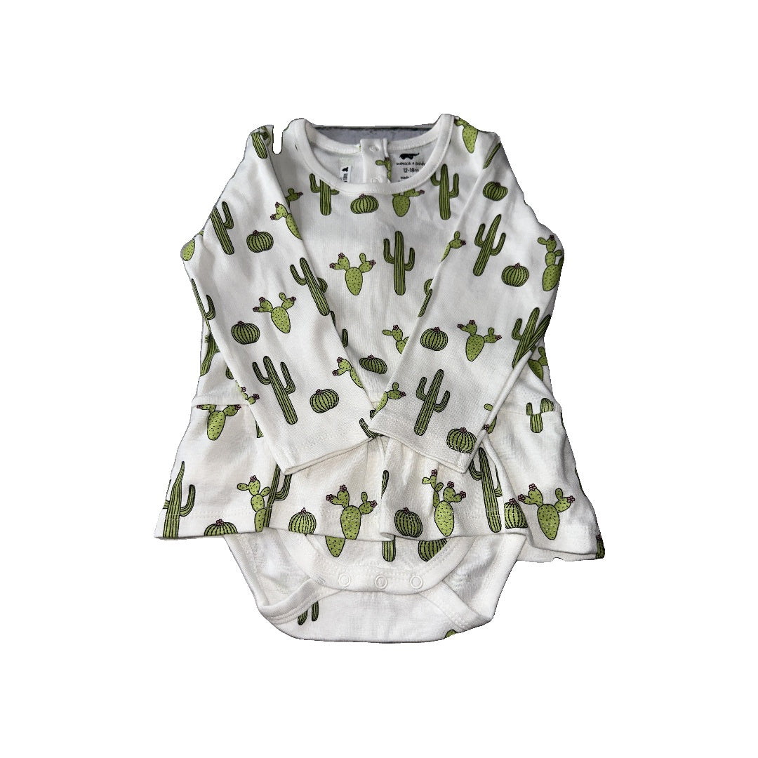 Monica + Andy Girls White | Cactus Onesie Size: 12-18 months White | Cactus