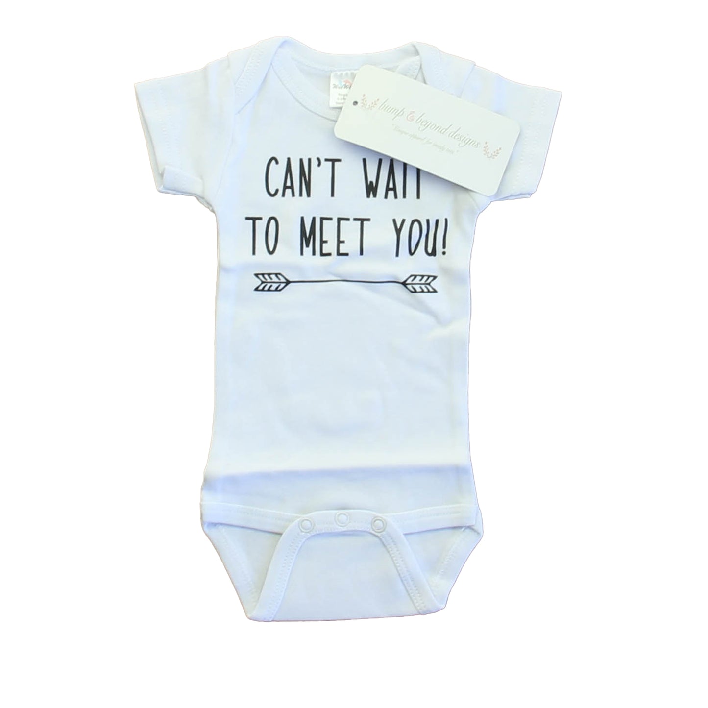 Bump and Beyond Designs Unisex White "Can't Wait to Meet You" Onesie Size: 0-3 Months White "Can't Wait to Meet You"