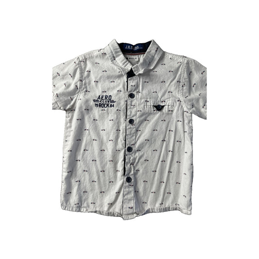 J.N.S Kids Boys White | Car Button Down Short Sleeve Size: 2 years White | Car