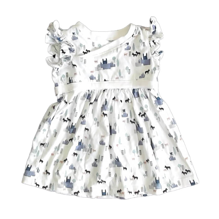 Tea Collection Girls White Castle Dress Size: 3-6 Months White Castle
