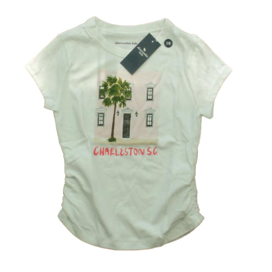 Abercrombie Girls White Charleston T-Shirt Size: 7-8 Years