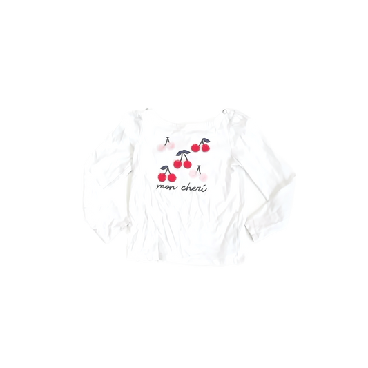 Janie and Jack Girls White Cherries Long Sleeve T-Shirt Size: 7 Years White Cherries