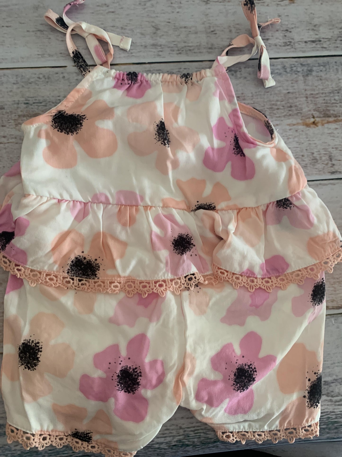 Jessica Simpson Girls White | Coral | pink | Tropical Romper Size: 12M White | Coral | pink | Tropical