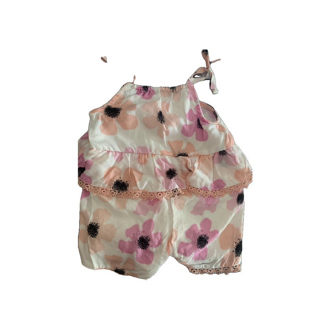 Jessica Simpson Girls White | Coral | pink | Tropical Romper Size: 12M White | Coral | pink | Tropical