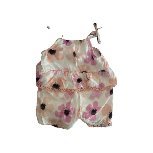 Jessica Simpson Girls White | Coral | pink | Tropical Romper Size: 12M White | Coral | pink | Tropical