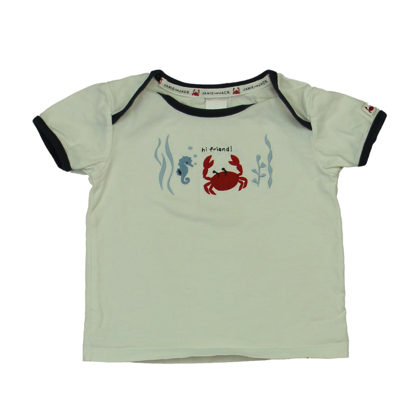 Janie and Jack Boys White | Crab T-Shirt Size: 6-12 Months White | Crab